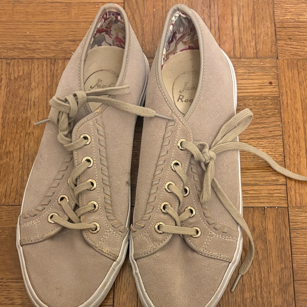 Jack Rogers Suede Beige Lace-Up Sneakers